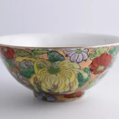 Vintage Chinese Floral Porcelain Bowl