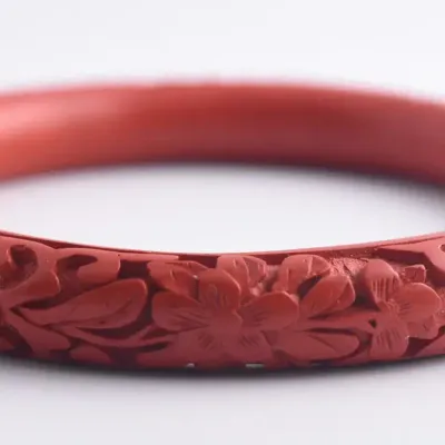 Chinese Cinnabar-Style Bangle Bracelet
