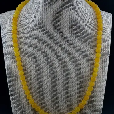Yellow Jade Beaded Necklace 