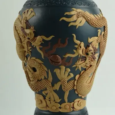 Chinese Vintage Yixing Dragon Vase