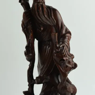 Vintage Chinese Carved Wooden Wiseman Figure