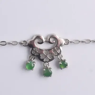 Jade Sterling Silver Shamrock Bracelet