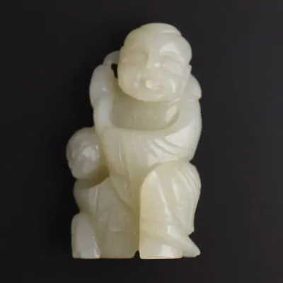 Chinese Carved Pale Jade Boy Figure