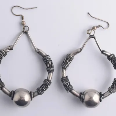 Vintage Southeast Asian Large Hoop Dangle Earrings