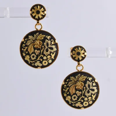 Etched Floral Dangle Earrings