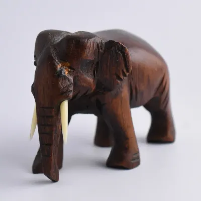 Vintage Carved Wooden Elephant