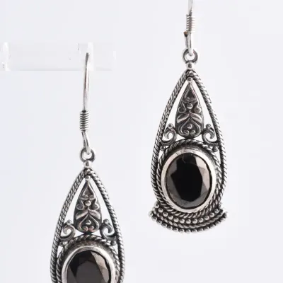 Agate Ornate Sterling Silver Dangle Earrings