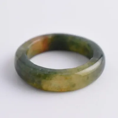 Chinese Natural Green Jade Band Ring