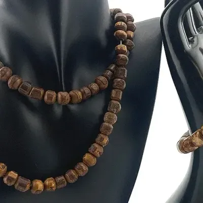 Wooden Beaded Necklace & Bracelet
