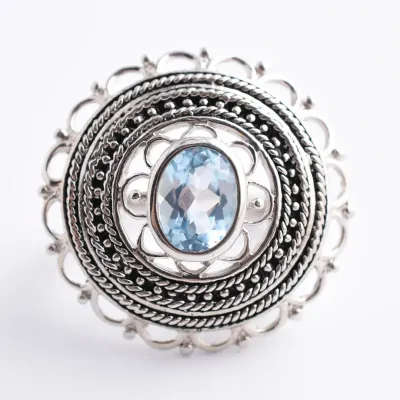Blue Topaz Sterling Silver Statement Ring