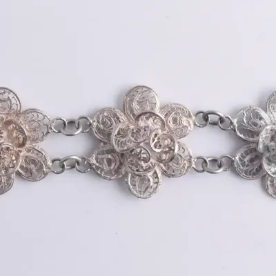 Silver Filigree Floral Bracelet
