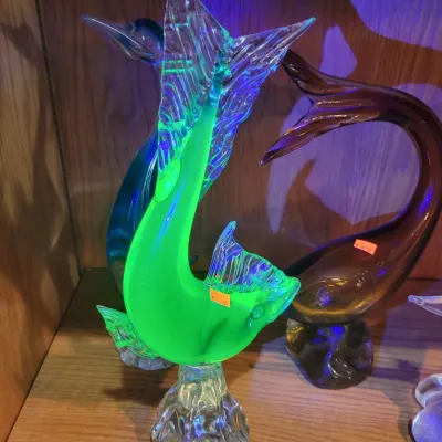 Hand blown uranium fish