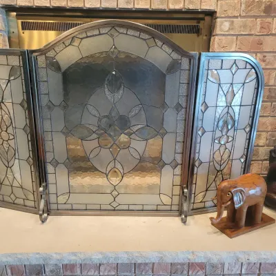 Beveled Glass Fireplace Screen