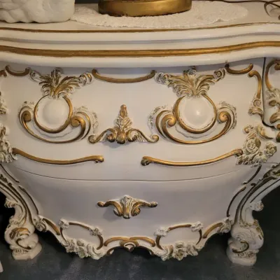 White & Gold Rocco Style 5 piece bedroom set 