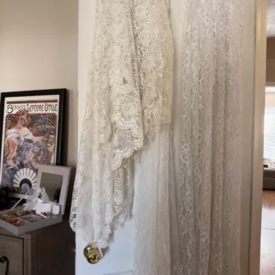 Ivory lace curtain panels