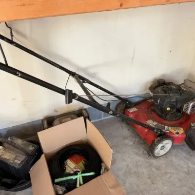 Red gas push lawn mower