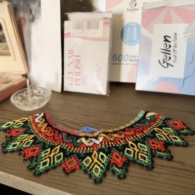 Colorful seed bead collar necklace, gel nail polish kits