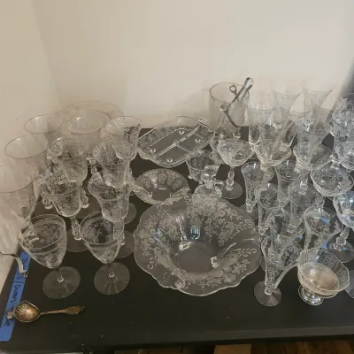 Antique stem ware and dishes