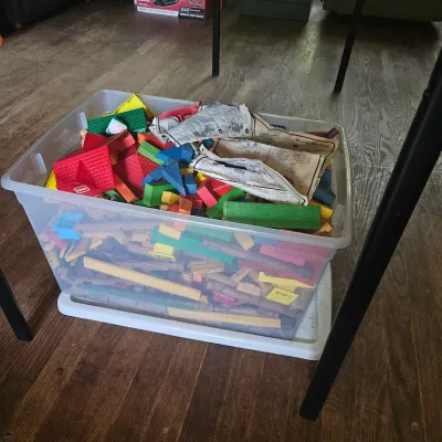 Large container of Lincoln logs