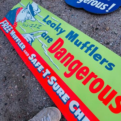 Lot 116 1949 MOPAR Muffler check signs
