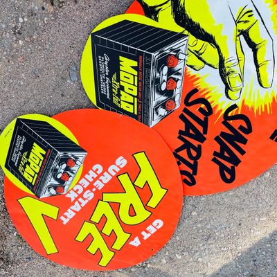 Lot 113 MOPAR Battery Check signs