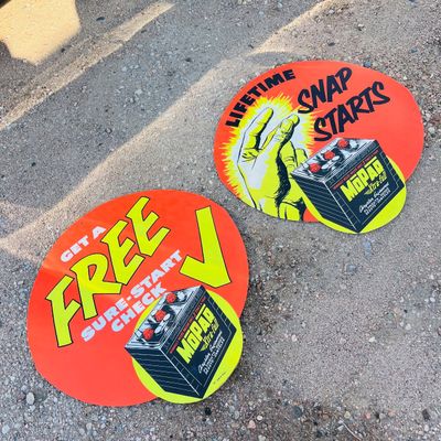 Lot 113 MOPAR Battery Check signs