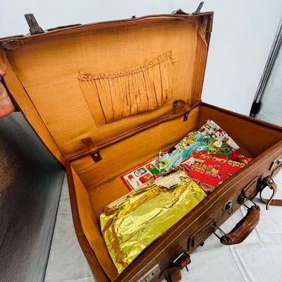 Lot 53 Antique leather suitcase