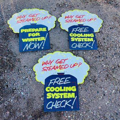 Lot 117 1949 Mopar Coolant Check up signs