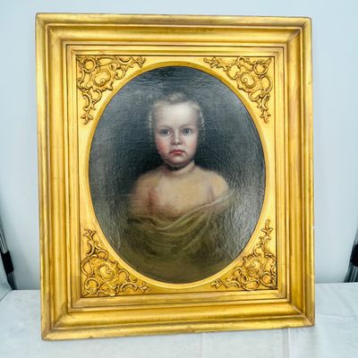 Lot 88 Antique Child oil painting