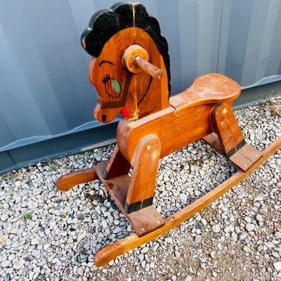 Lot 151 Adorable Wood rocking horse