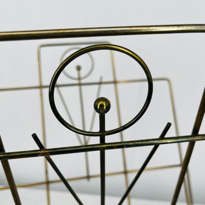 Lot 131 MCM Brass Wire magazine rack