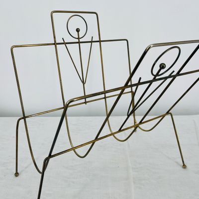 Lot 131 MCM Brass Wire magazine rack
