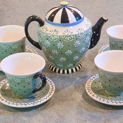 Mackenzie-Childs Courtly Check Tea Set
