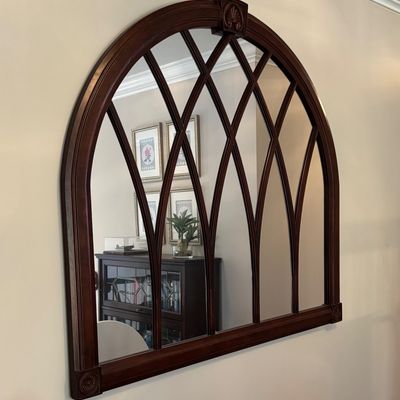 Ethan Allen Palladian Style Mahogany Arched Wall Mirror