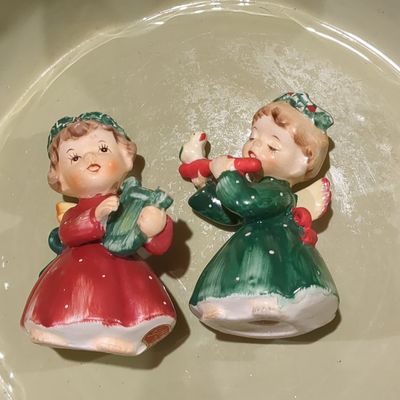 Vintage Lefton Christmas Angel Figurines with Musical Instruments