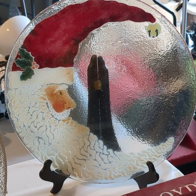 Fitz and Floyd Santa Claus Glass Plate