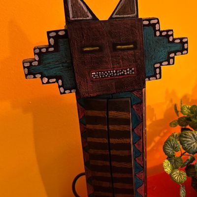 Hand-Painted Folk Art Totem Sculpture by James Demski - Jimbot