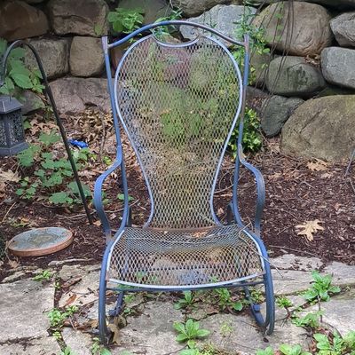 Vintage Russell Woodard Wrought Iron Mesh Rocking Chair