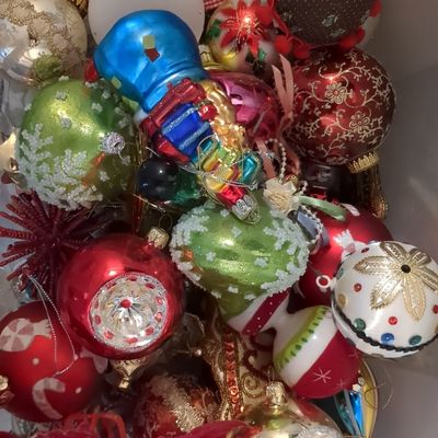 Assorted Vintage Mercury Glass and Blown Glass Christmas Ornaments