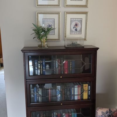 Macey 3-Stack Barrister Bookcase with Leaded Glass