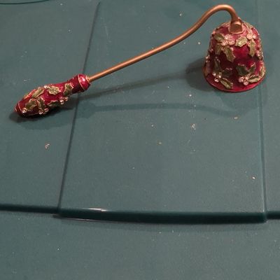 Vintage Enamel and Rhinestone Holly Candle Snuffer