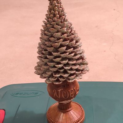 Vintage Pine Cone Christmas Tree Figurine