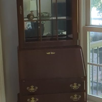 Ethan Allen Georgian Court Cherry Secretary Desk with Hutch