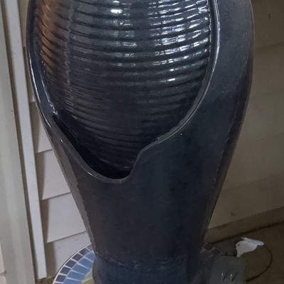 Glazed Ceramic Urn-Style Electric Water Fountain