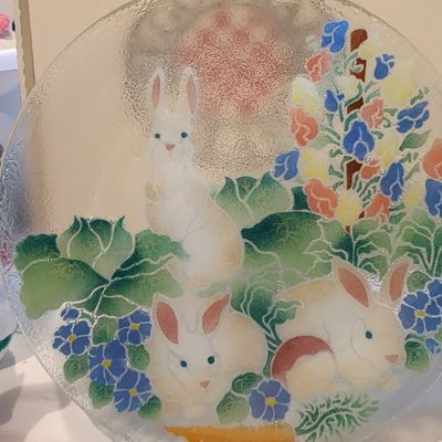 Peggy Karr Fused Glass Bunny Plate