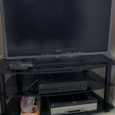 Sony Bravia LCD Television with Panasonic DVD/VHS Recorder and Media Console