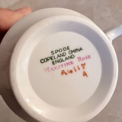 Spode Copeland Maritime Rose Blue Teacup and Saucer