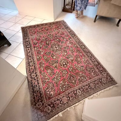 Vintage Persian Sarouk Hand-Knotted Wool Area Rug