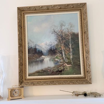 Mountain Landscape Oil Painting by K.C.L.