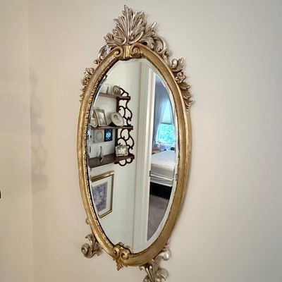 Vintage Syroco Style Rococo Oval Wall Mirror